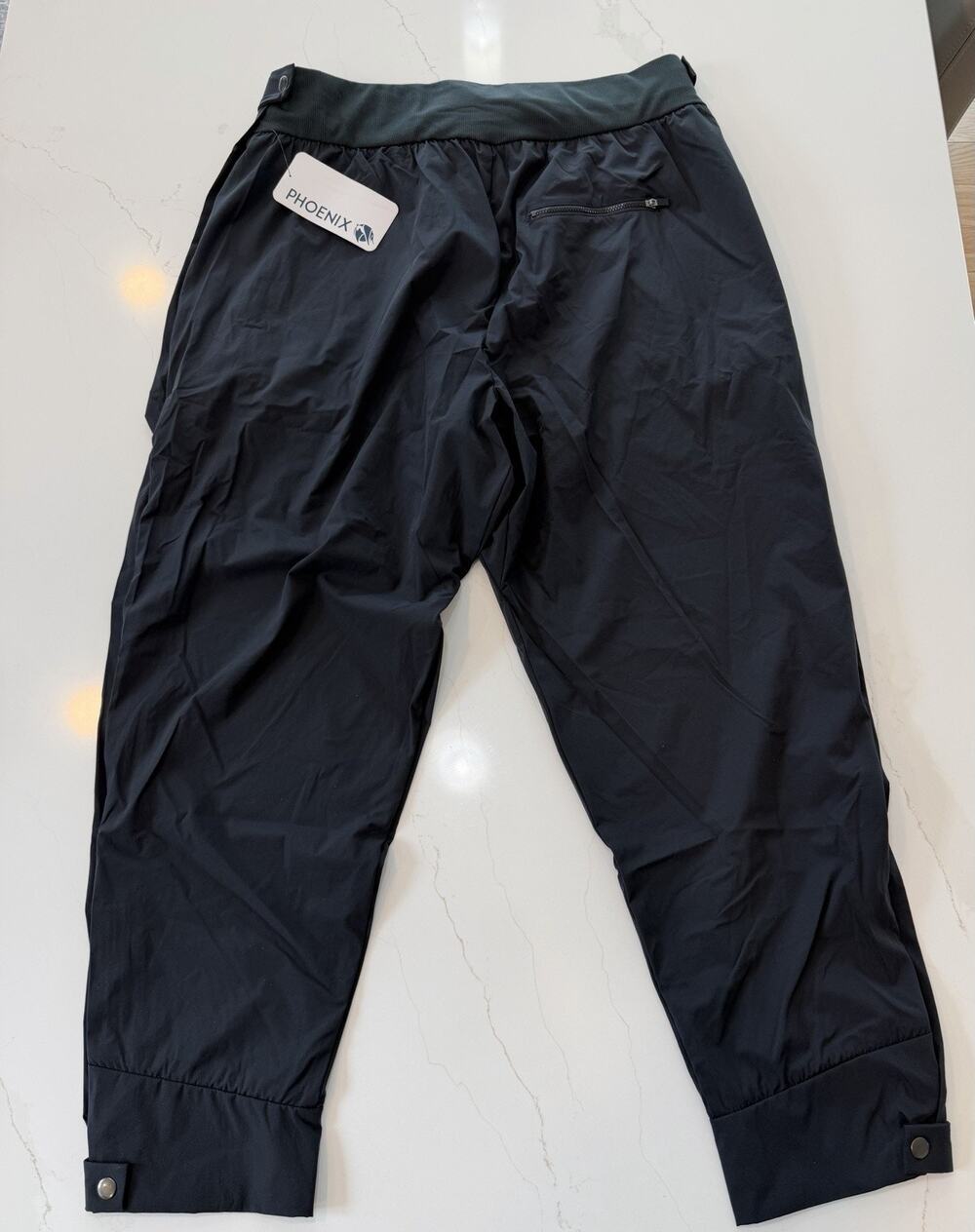 PHOENIX womens Black Nylon Ankle Pants 1X Tapered Elastic Waist stretch to 40